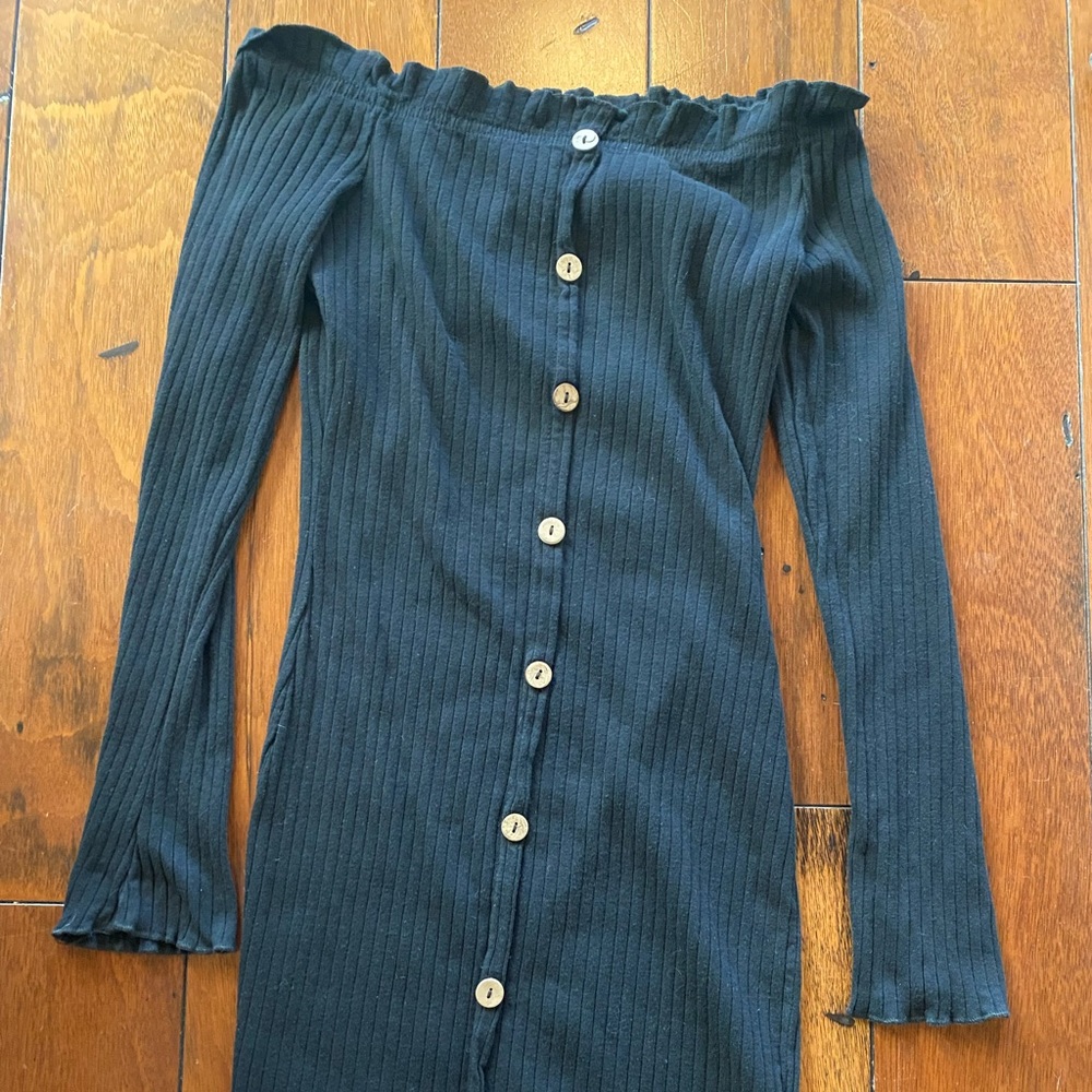 Black off the shoulder mini dress. Size M